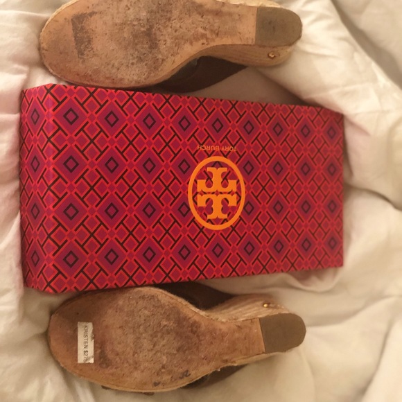 Tory Burch Kristen Brown Fabric Espadrille Wedges - Picture 6 of 6